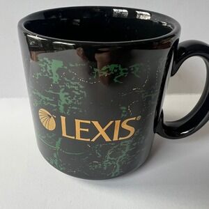Vintage Tams Lexis Nexis Coffee Mug Black Green Marble Gold Made in England 80's
